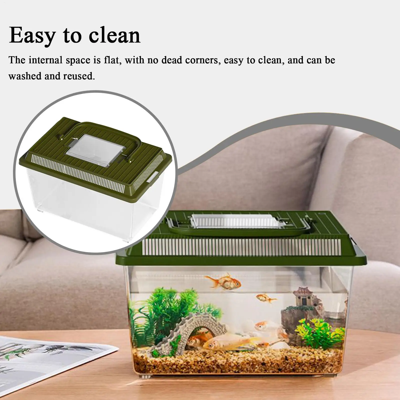 Reptile Terrarium Reptile Feeding Box Lizard Tarantula Transparent Portable Feeding Box Habitat Hatching Critter Carrier - Image 3