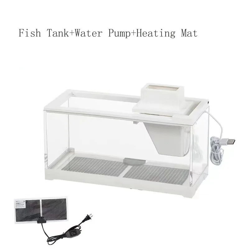 High Transmittance Fish Tank Aquarium Kits with Water Pump Heating Mat Lighting Desktop Decor For Shrimp Jellyfish Goldfish - Image 8