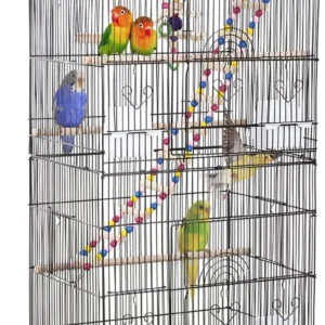 39-Inch Parrot Cage with Play Top, Rolling Stand & Easy-Clean Tray for Small Birds