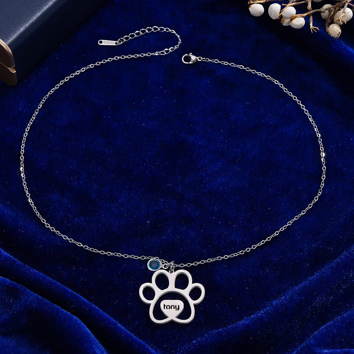 Cute Cat Puppy Paw Print Pendant Necklaces Personalized Name Stainless Steel Men Women Clavicle Choker Jewelry Pet Lover Gifts - Image 6