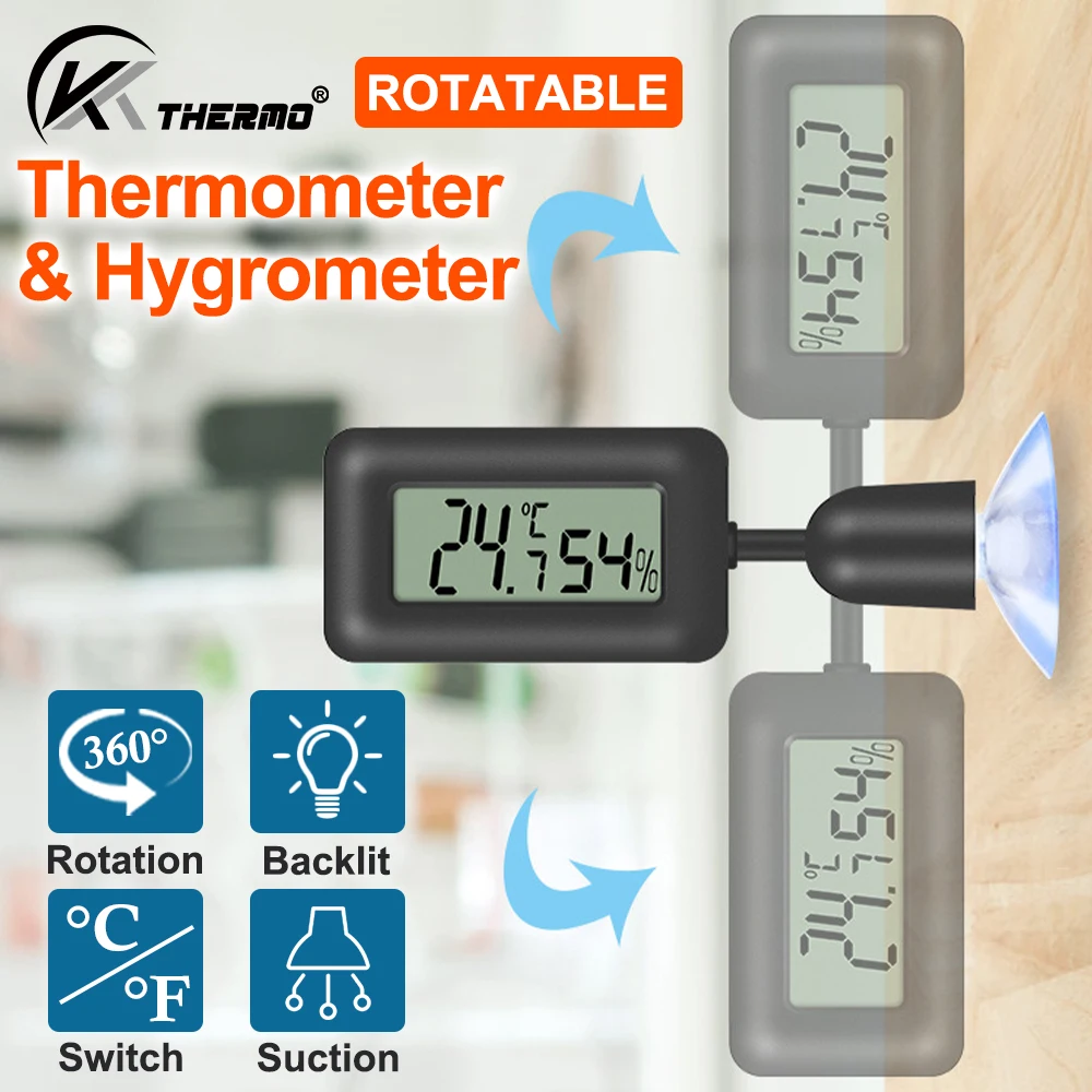 Mini Digital Reptile Thermometer 360 Degree Rotating Luminous Suction Cup Hygrometer For Lizards Snakes Spiders Accessories - Image 3