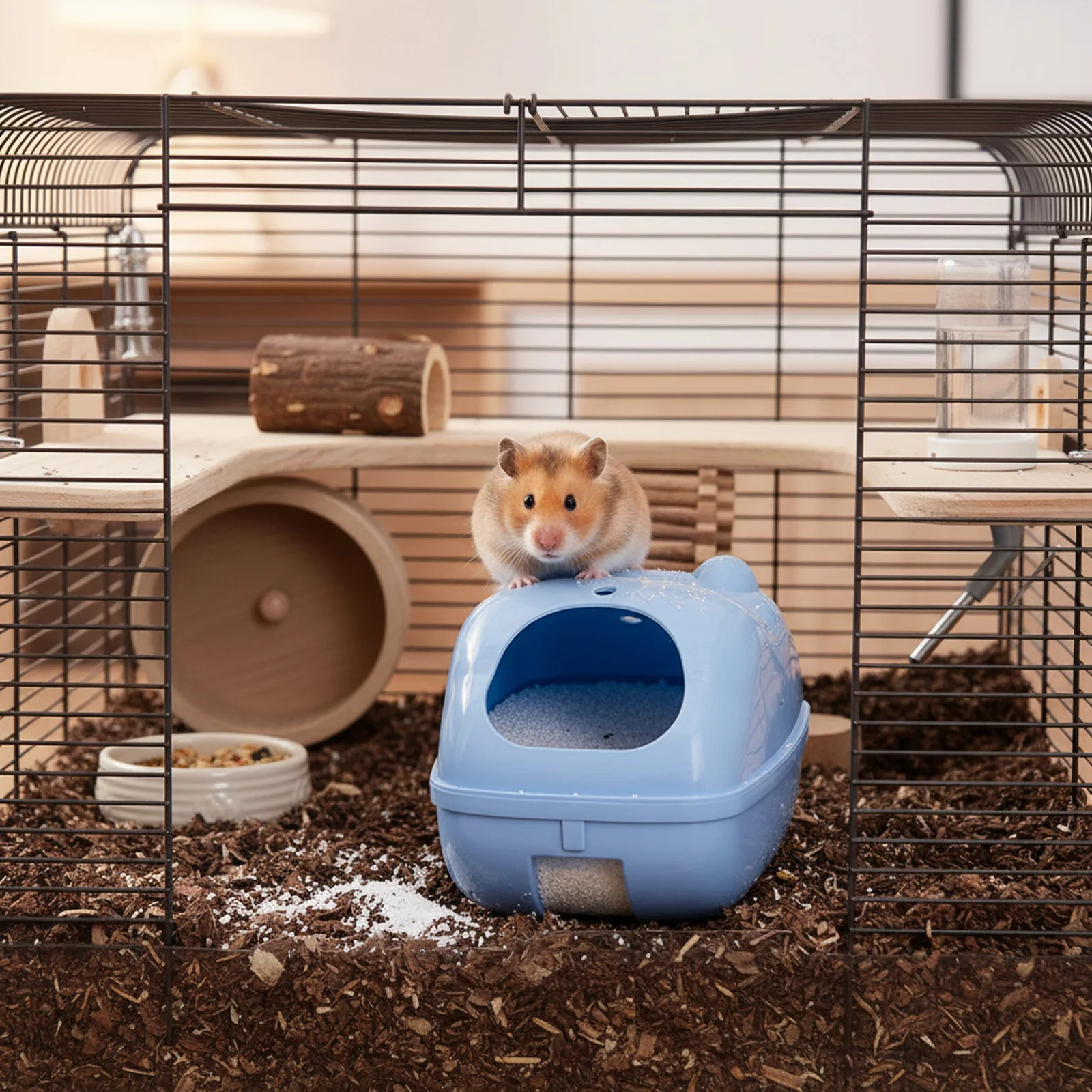 Hamster Bathroom Reptile Hideout House Toilet Combo Anti-slip Bottom Dust Resistant Bathing Accessories For Small Pets Gerbils - Image 4
