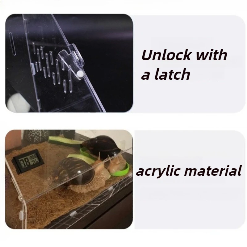 Acrylic Breeding Box with Thermometer Quail Turtle Lizard Transparent Terrarium Reptile Mantis Crawler Box Reptiles Pet Houses - Image 5