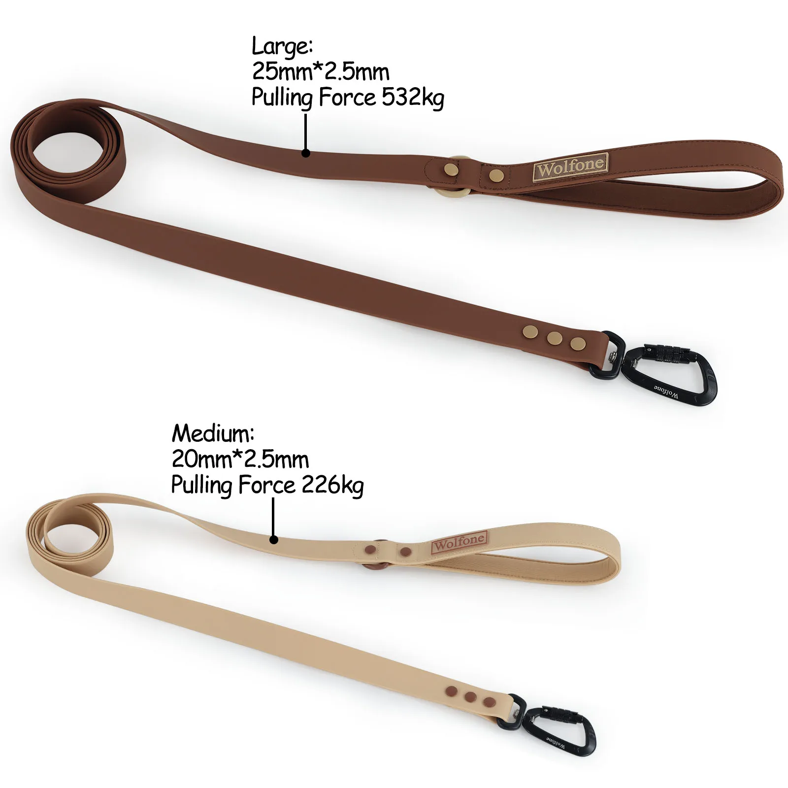 Color blocking rivet Big Dog Leash Handle and Luxury chocolate Universal for large medium and small dog leashes - Image 2