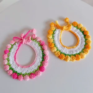 Pet Floral Edge Knitted Bib Collar Cute Adjustable Kitten Dog Cat Decoration Handmade Scarf Necklace Pet Supplies Pet Accessorie