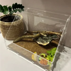 Acrylic Breeding Box with Thermometer Quail Turtle Lizard Transparent Terrarium Reptile Mantis Crawler Box Reptiles Pet Houses