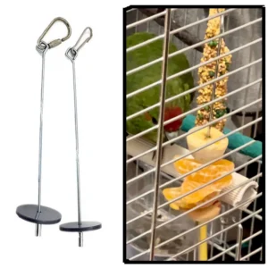 Pet Parrots Birds Food Holder Stainless Steel Fruit Spear Stick Meat Fruit Vegetable Skewer Fruit Fork Hook Bird Cage Accessory
