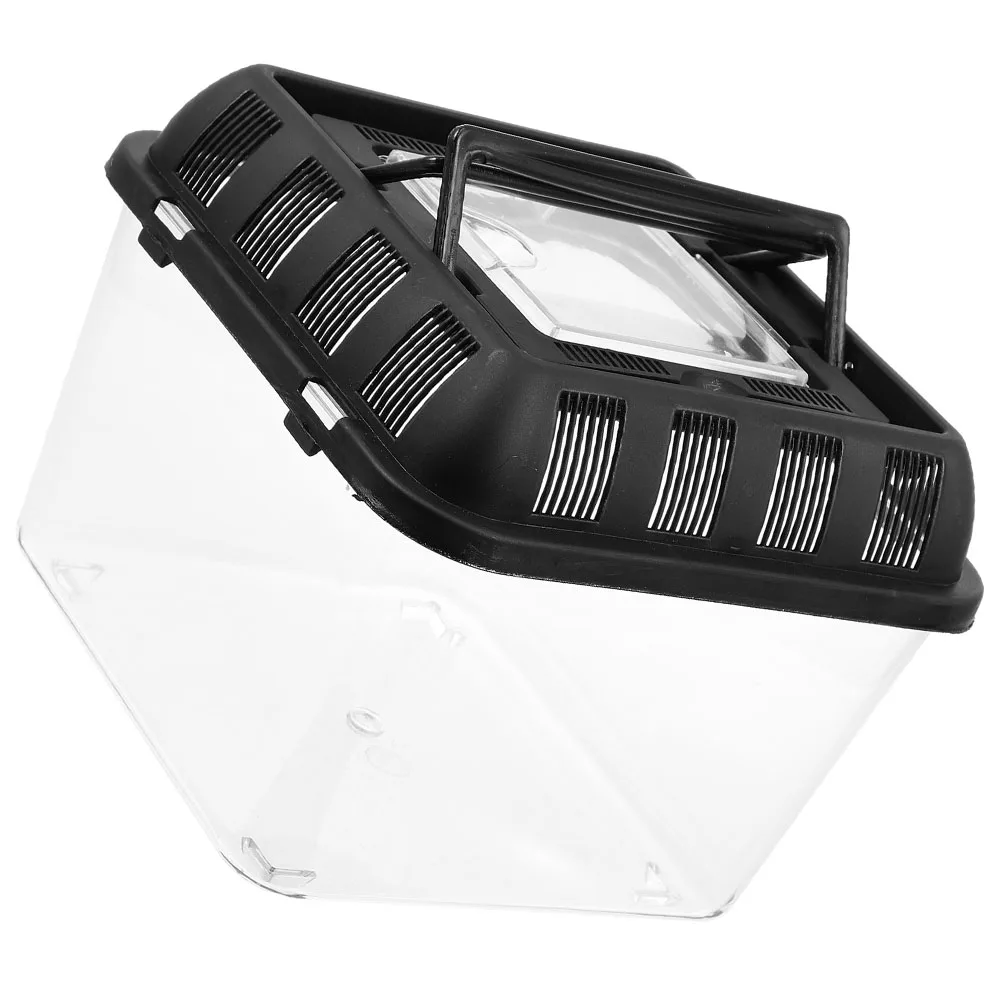 Reptile Breeding Box Black Plastic Turtle Transport Durable Lightweight Ventilation Hole Feeding Cage Storage Container Anti