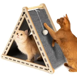 Cat Scratcher with Ball Toy Foldable Cat Scratch Pad Felt Triangle Scratchers for Indoor Cats Large Cat Scratching Board Mat Ca
