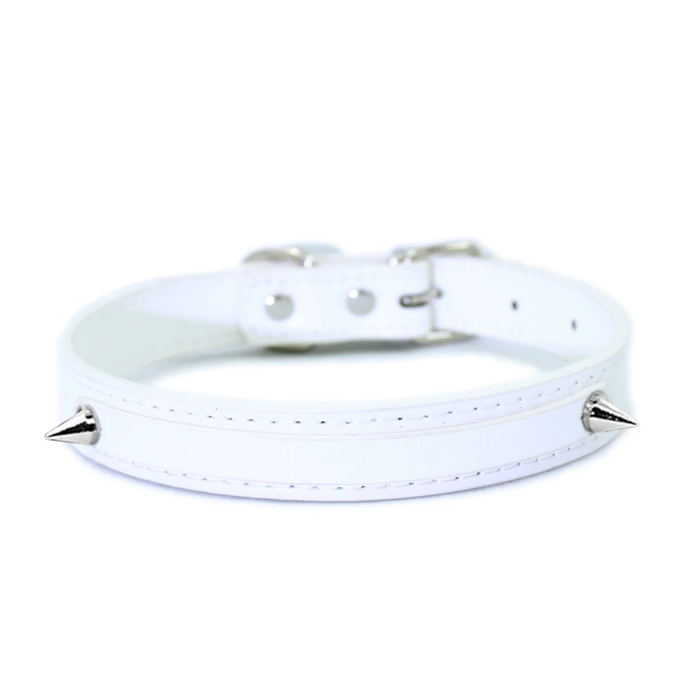 Rhinestone Leather Collar with Rivet Customized Letters Punk Sexy Choker Necklace Cosplay Jewelry for Men Women - Image 16