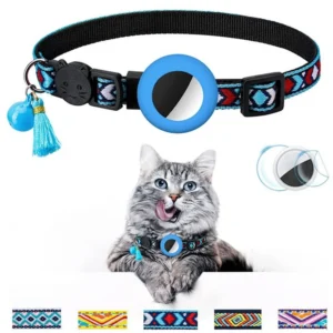 Detachable Cat Collar with GPS Bracket Protective Cover Strap Tassel Adjustable Reflective Collar Strap Buckle Without Airtag