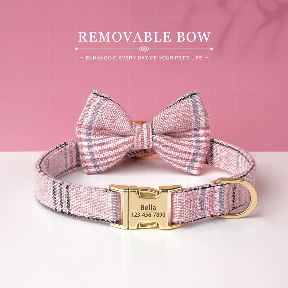 Custom Dog Collar Nylon Puppy Dog Collars With Cute Bowknot Engraved Pet Necklace Dog Collars For Small Medium Dogs Chihuahua - Image 12