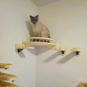 Cat Sky Park Wall-mounted Cat Tree Cat Jumping Platform Includes Sisal Scratching Board Suspension Bridge Soft Bed with Step