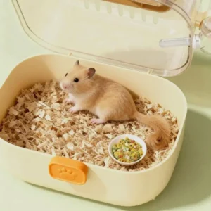 New Portable Hamster Carrying Cage With Handle Water Bottle Chinchilla Carrier Box Small Animal Hamster Travel Cage Pet Supplies