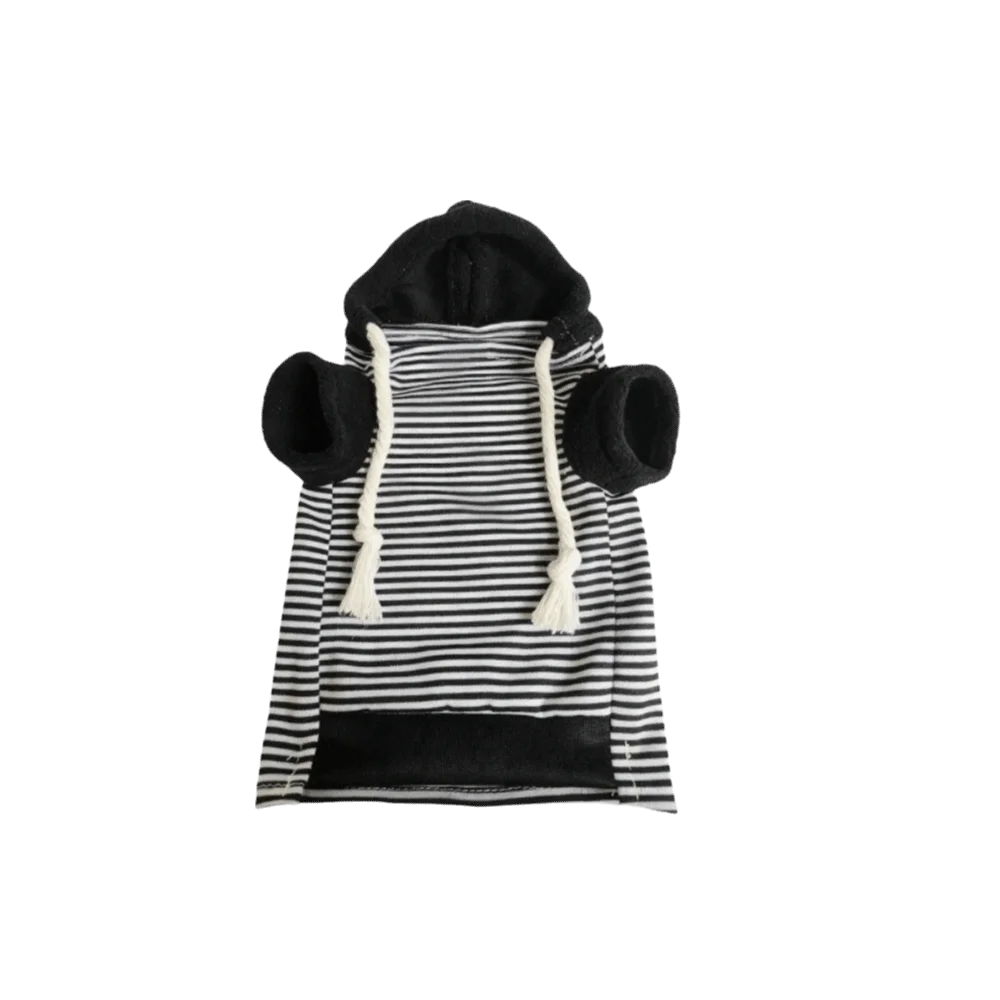 Fashionable Elastic Ferret Hoodie Thick Fleece Soft Pet Striped Sweatshirt Stylish Drawstring Cozy Pet Warm Clothing Winter - Image 6