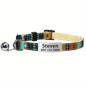 Bohemian Floral Safety Breakaway Cat Collar With Engraved ID Tag Puppy Kitten Collars Necklace Quick Release For Cats Anti-lost