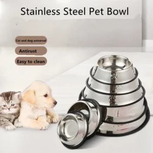 1PC Stainless Steel Pet Bowl Cat Bowl Dog Food Bowl Multi-Specification Anti-fall Food Bowl Food Bowl Feeding Pet Supplies