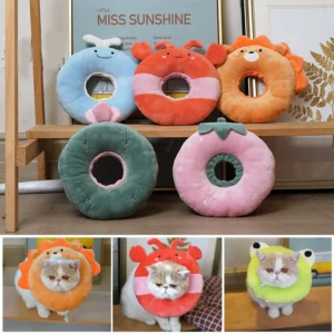 Pet Cat E-Collar Recovery Cone Protection Collar Adjustable Cotton Blends Neck Recover Collar Printed Elizabeth Circle for Cat