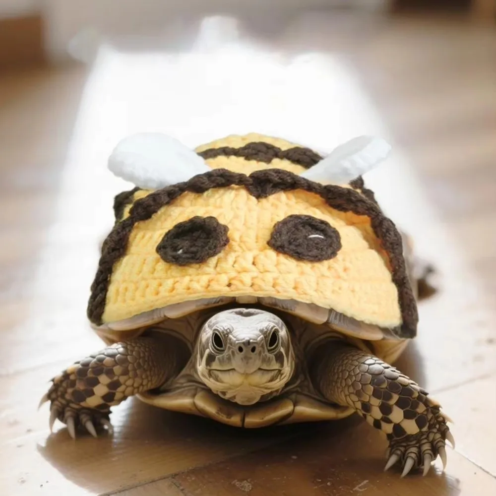 Cute Handmade Turtle Sweater Knitted Warm Pet Tortoise Clothes Bee Shape Decorative Tortoise Outfit Winter Season - Image 2