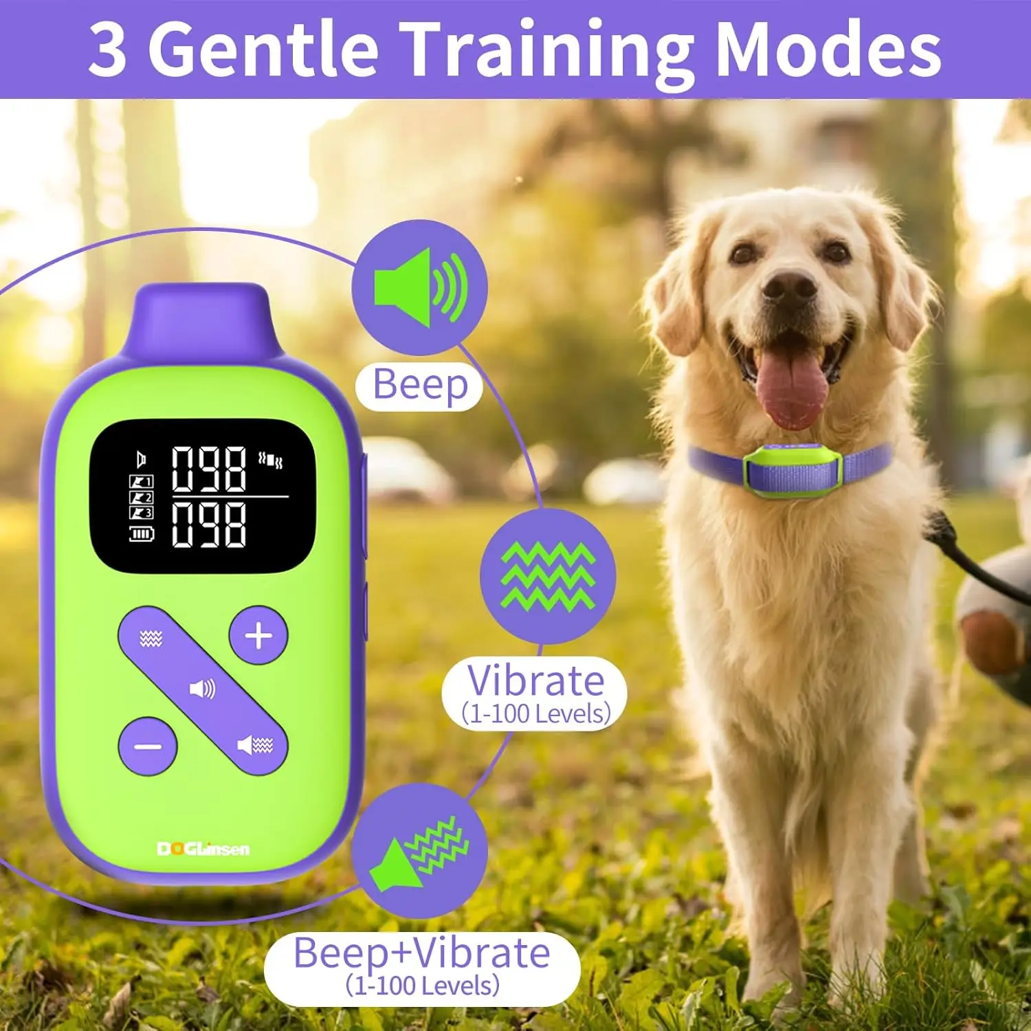 Vibrating Dog Collar with Remote 2800Ft ,No Shock Dog Training Collar IPX7 Waterproof Vibration Collar For All Dogs No Prongs - Image 2