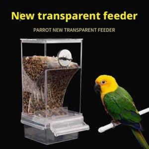 Transparent Pet Parrot Automatic Feeder Bird Cage Food Box Husk Separation Anti-splash Integrated Splash Feeder Pet Supplies