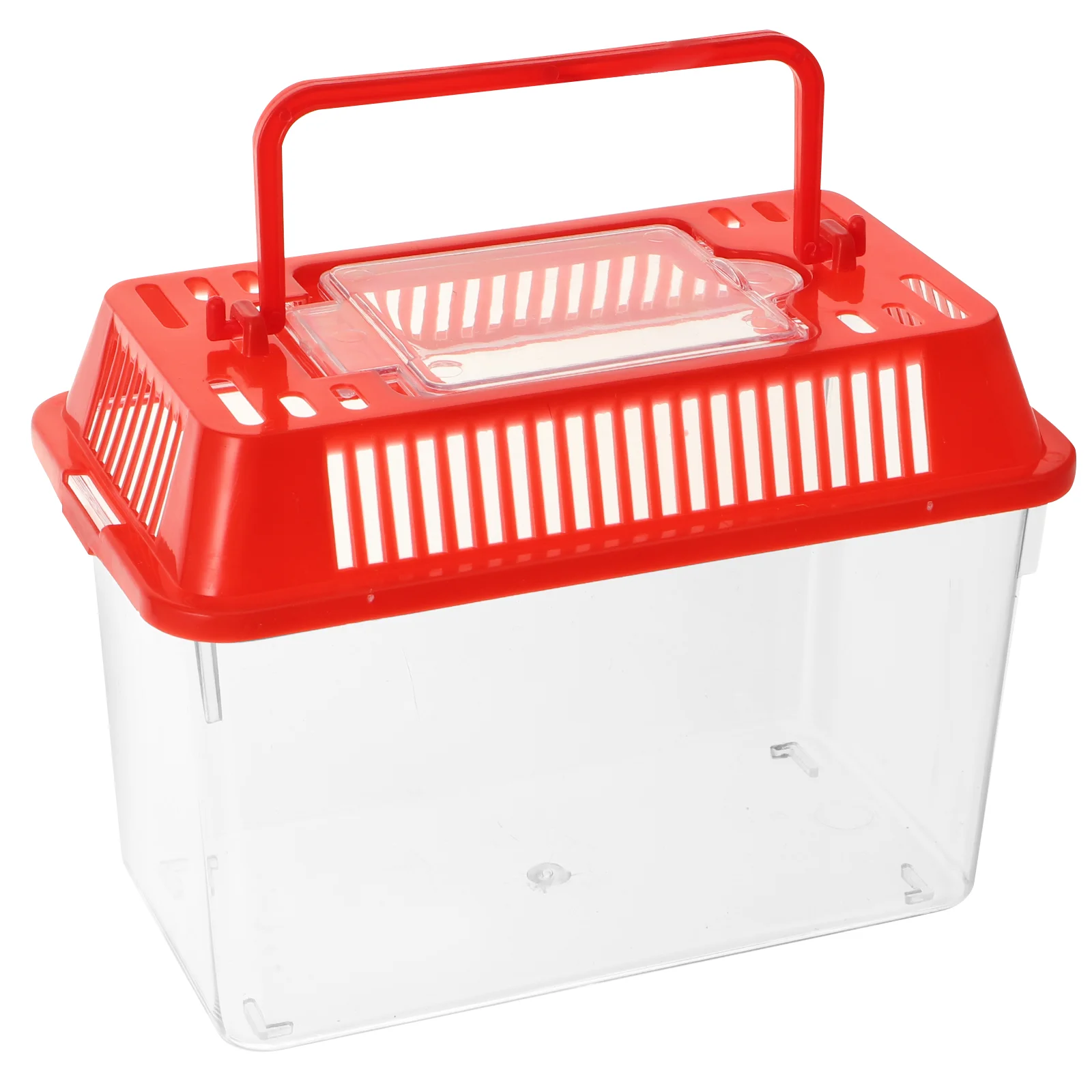 Mini Fish Tank Plastic Handheld Fish Tank for Turtle and Pet Fish (Red - Lid for Random) - Image 2