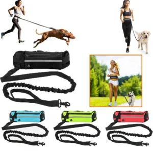 Hands Free Dog Leash Reflective Leash with Waist Bag Dog Traction Rope Retractable Elastic Belt for Running Walking Pet Product
