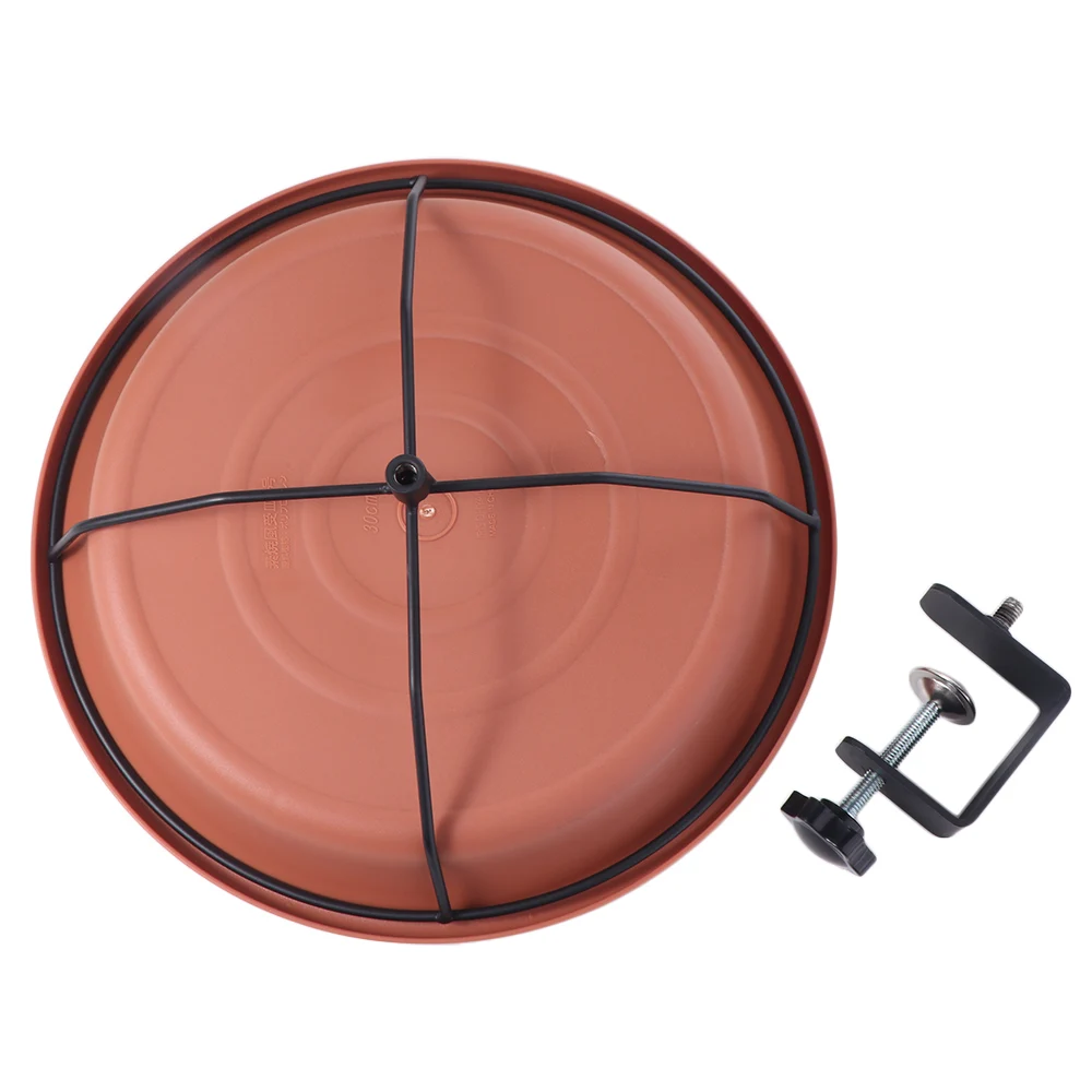 Practical Adjustable Deck Railing Bird Bath Plastic Removable Bird Bath Feeder Brown Deck Mounted Bird Bath for Garden - Image 4