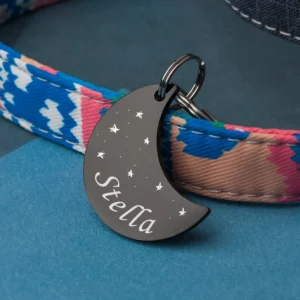 Personalized Dog Moon ID Tags Engraved Cat Pet ID Name Number Plate Address Collar Tag Pendant Dog Cat Accessories