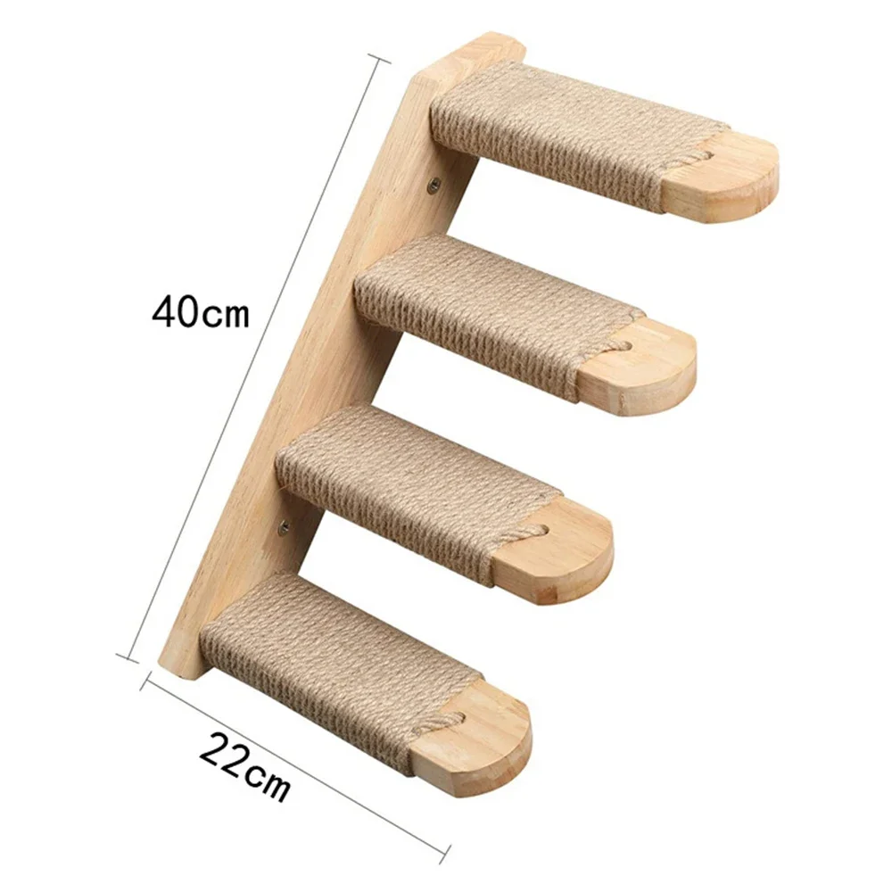 Toys Wall-mounted Activity Cat Wood Sisal Scratcher Climber Furniture Cat Bridge Rope Steps Kitten Ladder Kitten Post Wall - Image 11