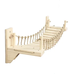Wall Mounted Cat Climbing Bridge Cat Hammock Sisal Ladder for Kitten Playing and Rest Wood Cat Bridge for Sleeping Playing Climb