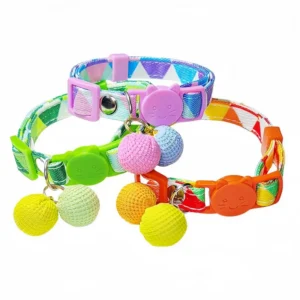 Adjustable Anti-Choke Cat Collar Colorful Geometric Design Pet Neck Chain for Cats Dogs Rabbits Cross-Border Wholesale