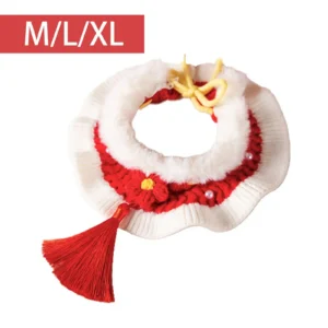 Knitting Cat Collar Chinese New Year Gift Decorative Outfit Handmade Knit Pet Scarf for Puppy Kitten Kitty Small Dog Pet Supply