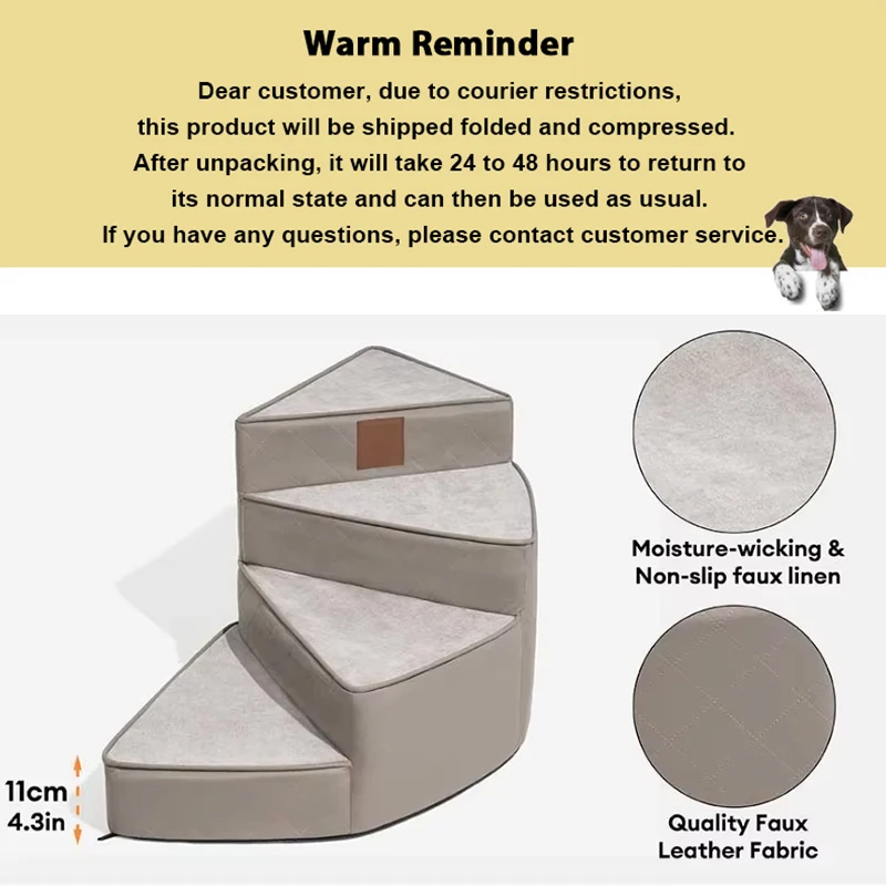 2/3/4 Step Pet Stairs Water-repellent Faux Leather Removable Spiral Small Dog Ramp Ladder Non-Slip Dog/Cat Steps Pet Supplies - Image 2