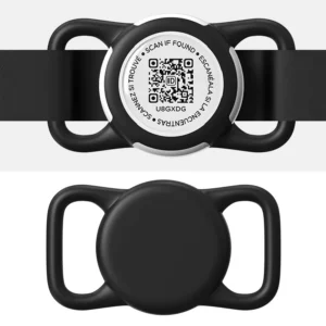 Waterproof AirTag Holder for Dog Collar with QR code Tag, Soft Protective Lightweight Air tag Case for Dog & Cat Collars harness