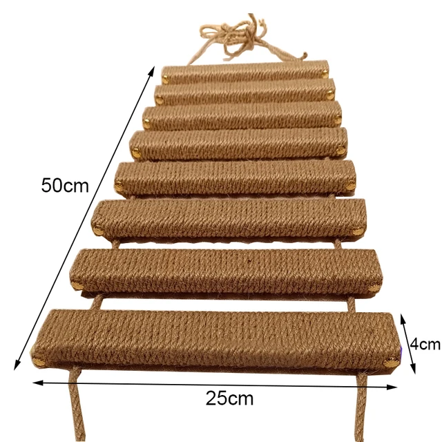 Toys Wall-mounted Activity Cat Wood Sisal Scratcher Climber Furniture Cat Bridge Rope Steps Kitten Ladder Kitten Post Wall - Image 16