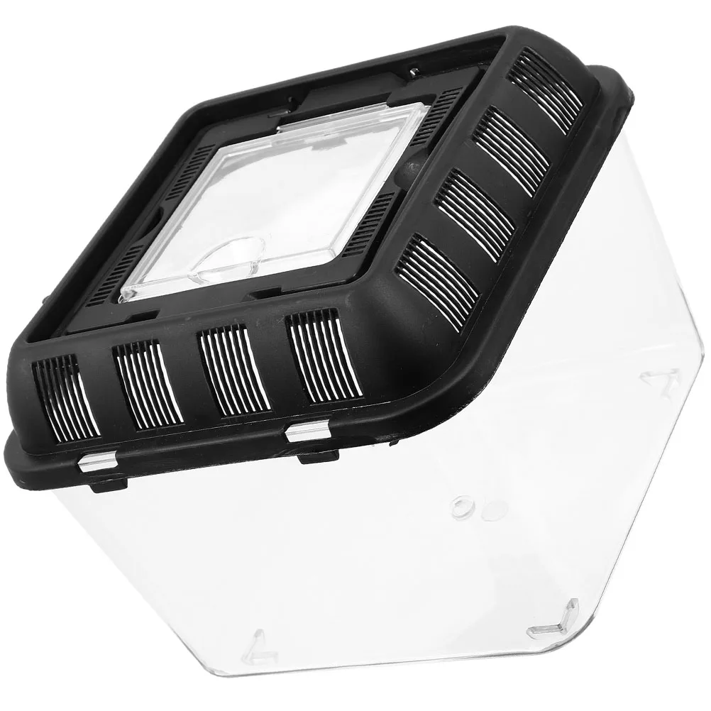 Reptile Breeding Box Black Plastic Turtle Transport Durable Lightweight Ventilation Hole Feeding Cage Storage Container Anti - Image 6
