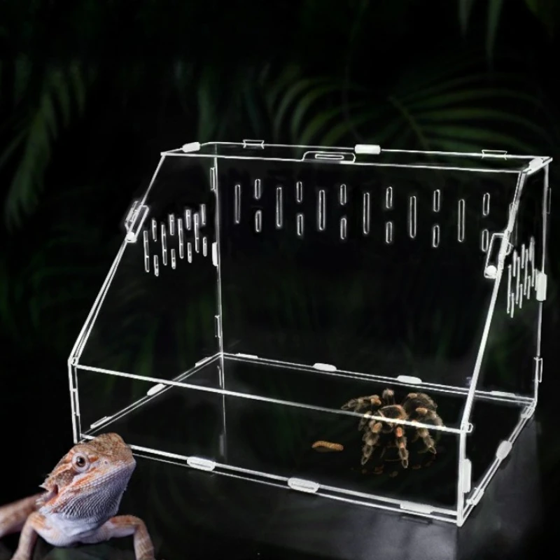 Acrylic Breeding Box with Thermometer Quail Turtle Lizard Transparent Terrarium Reptile Mantis Crawler Box Reptiles Pet Houses - Image 4