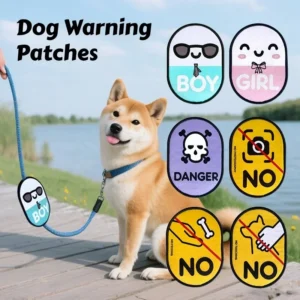 Interactive Leash Warning Patches: Hook & Loop Alert Tags for "No Touch" & "No Feed" Messages -  Safety Labels for Dog Leashes​