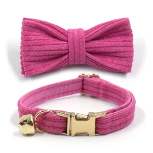Pet Collars for Cats Personalized Magenta Girl Cat Collar with Metal Buckles and Bell Light Weight Non-Escape Cute Bowtie Collar