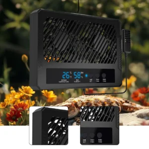 Reptile Fan Thermometer Hygrometer Temperature and Humidity Meter Humidity Controller Dehumidifier for Snake Tortoise Gecko