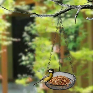 Hanging Bird Feeder Tray Weather Resistant Iron Multipurpose Easy Clean Metal Mesh Tray for Yard Tree Outside Patio Garden