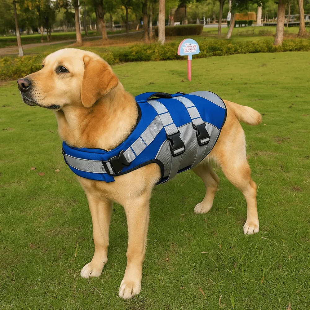 Reflective Dog Life Jacket Adjustable Breathable Pet Safety Vest Enhanced Buoyancy Oxford Cloth Swimming Clothes Beach - Image 5