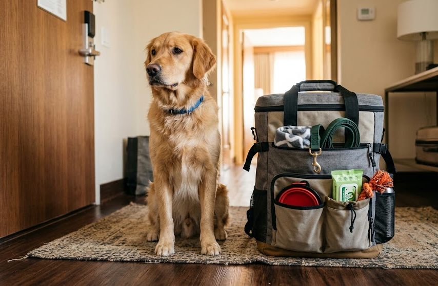 Dog travel bag buying guide illustration